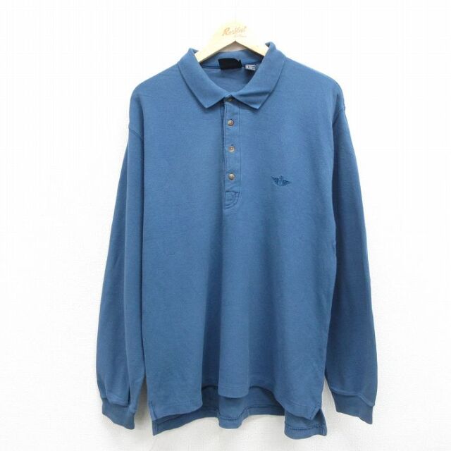 ドッカーズ 90s 長袖ポロシャツ ワンポイントロゴ ネイビー メンズL相当 | 古着