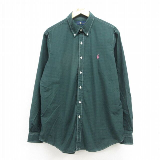 ラルフローレン 長袖シャツ ワンポイントロゴ グリーンチェック メンズXL相当 | 古着