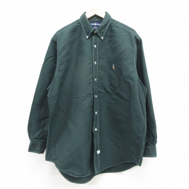 ラルフローレン 90s 長袖シャツ ワンポイントロゴ グリーン メンズXL相当 | 古着