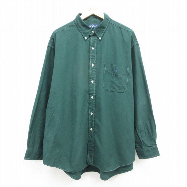 ラルフローレン 90s 長袖シャツ ワンポイントロゴ グリーン メンズXL相当 | 古着