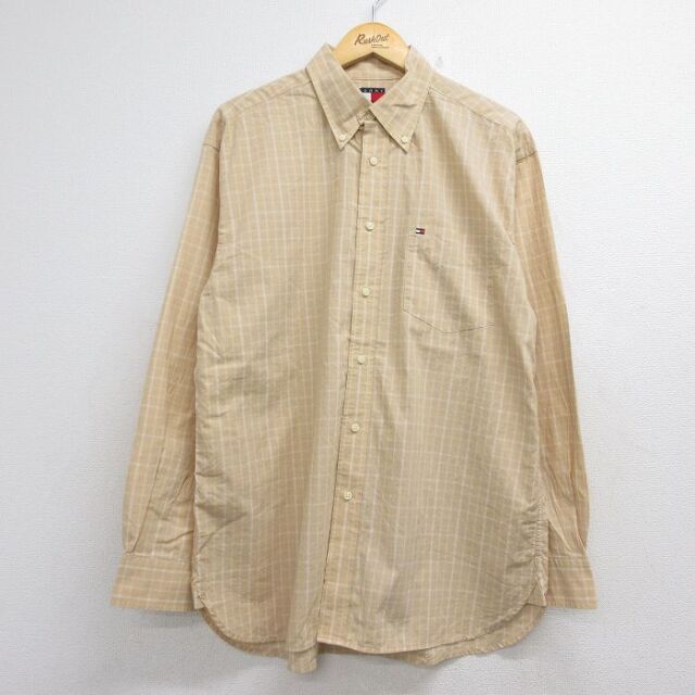 トミーヒルフィガー 90s 長袖シャツ ベージュチェック メンズXL相当 | 古着