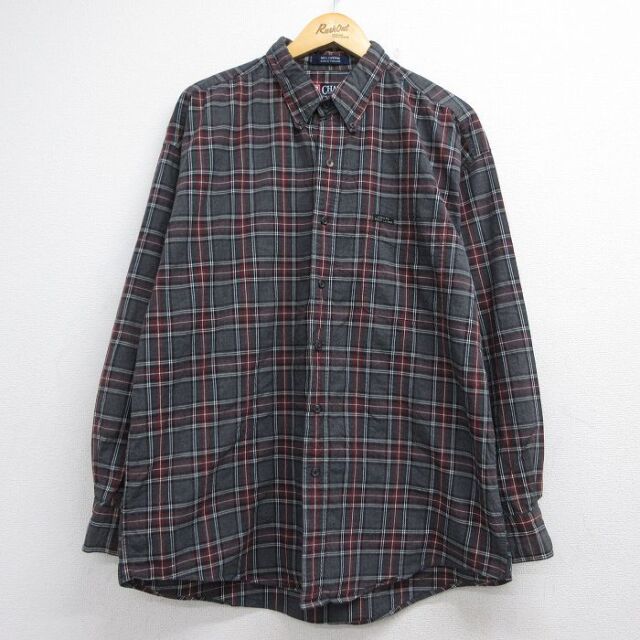 ラルフローレン 90s 長袖シャツ ワンポイントロゴ グレーチェック メンズXL相当 | 古着