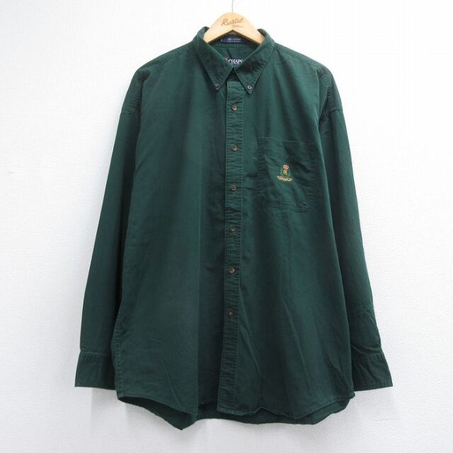 ラルフローレン 90s 長袖シャツ ワンポイントロゴ グリーン メンズXL相当 | 古着