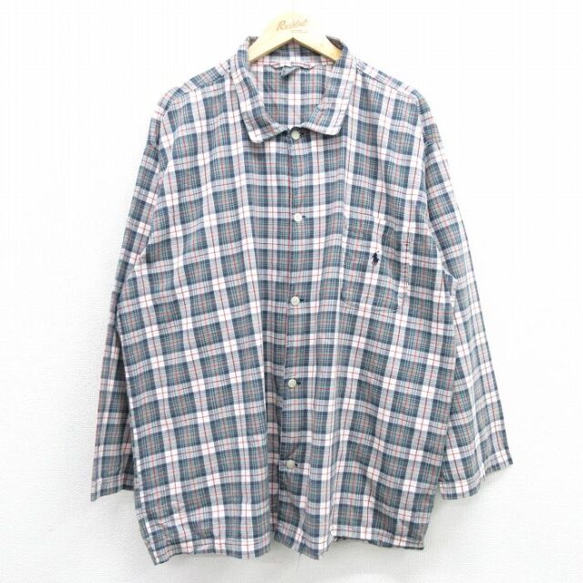 ラルフローレン 90s 長袖シャツ ワンポイントロゴ グリーンチェック メンズXL相当 | 古着
