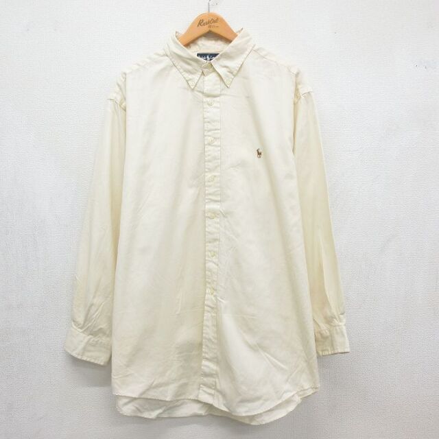 ラルフローレン 90s 長袖シャツ ワンポイントロゴ イエロー メンズXL相当 | 古着