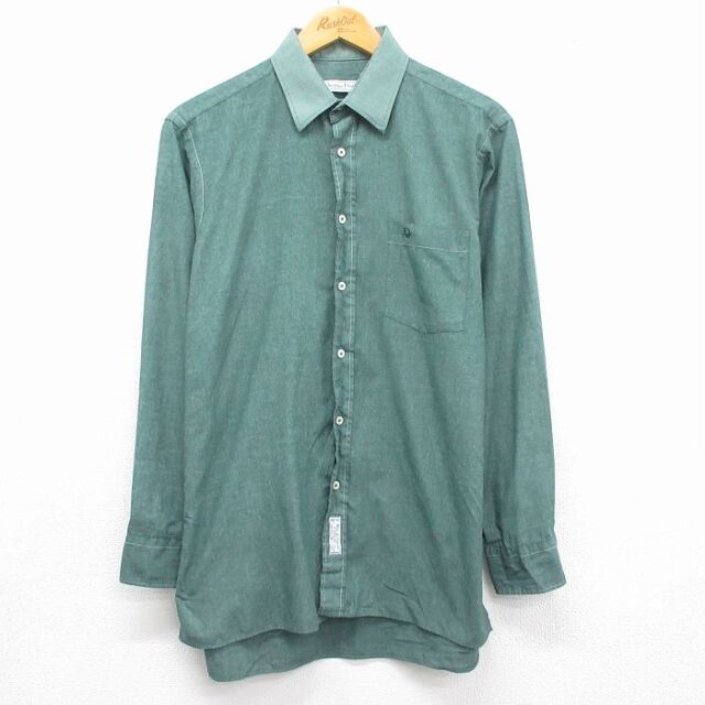 クリスチャンディオール 90s 長袖シャツ ワンポイントロゴ グリーン メンズM相当 | 古着