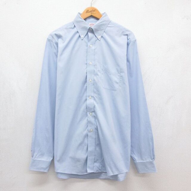 XL★古着 長袖 ブランド シャツ メンズ オックスフォード コットン ボタンダウン ライトブルー 26jul21