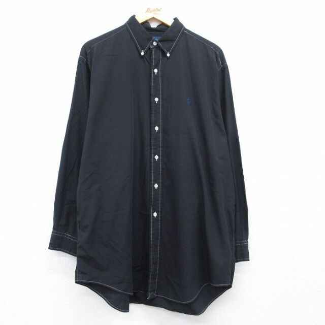 ラルフローレン 90s 長袖シャツ ワンポイントロゴ ブラック メンズXL相当 | 古着