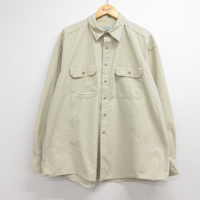 エルエルビーン 90s 長袖シャツ フラップポケット ベージュ メンズXL相当 | 古着
