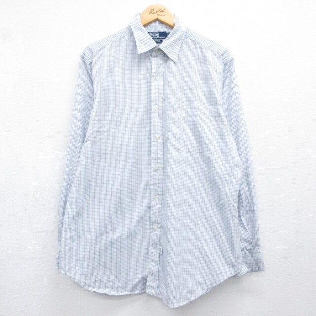 ラルフローレン 90s 長袖シャツ ANDREWチェック ブルー メンズXL相当 | 古着