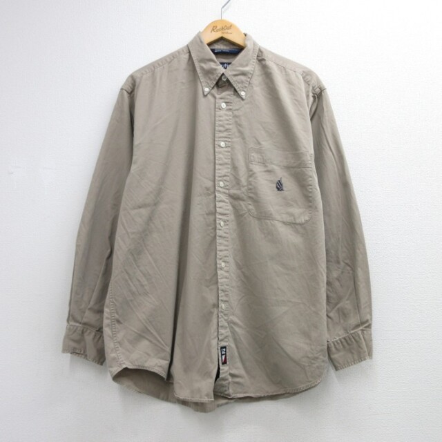 ノーティカ 90s 長袖シャツ ワンポイントロゴ ブラウン メンズXL相当 | 古着