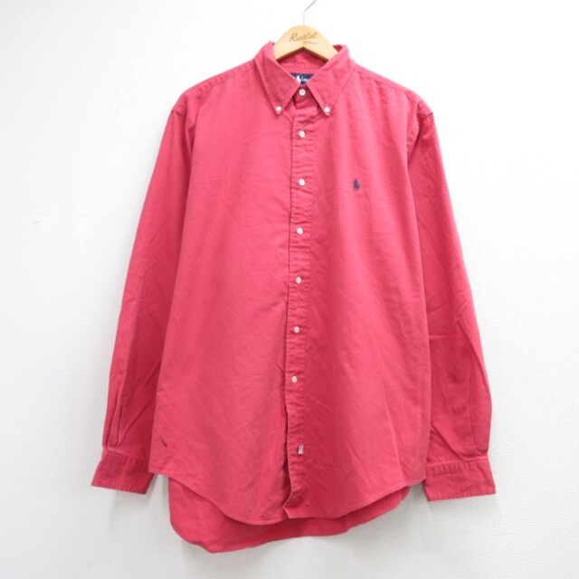 ラルフローレン 90s 長袖シャツ ワンポイントロゴ レッド メンズXL相当 | 古着