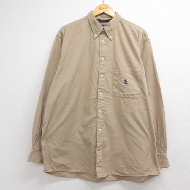 ノーティカ 90s 長袖シャツ ワンポイントロゴ ベージュ メンズXL相当 | 古着