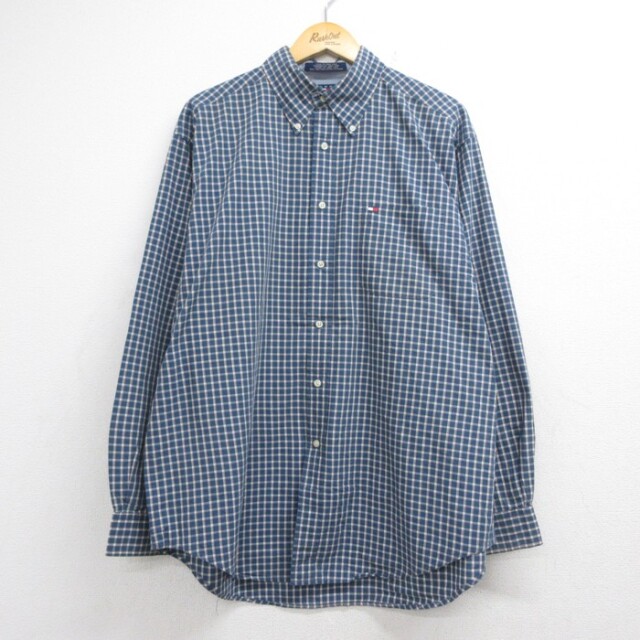 トミーヒルフィガー 90s 長袖シャツ チェック ネイビー メンズXL相当 | 古着