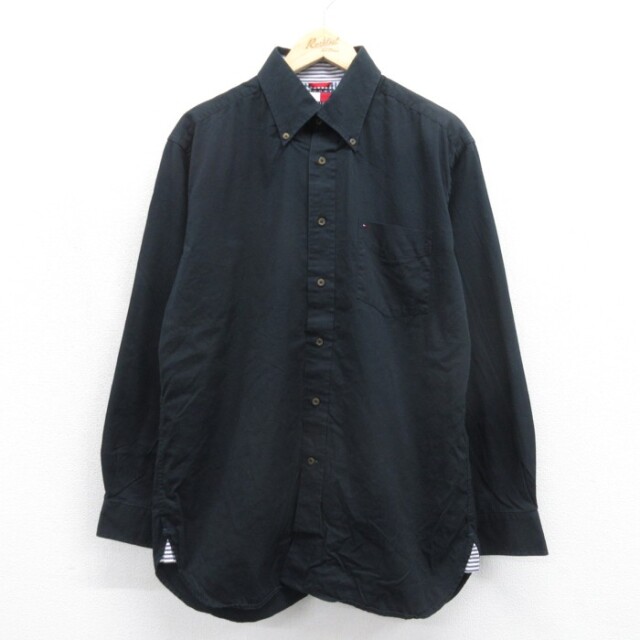 トミーヒルフィガー 90s 長袖シャツ ブラック メンズXL相当 | 古着