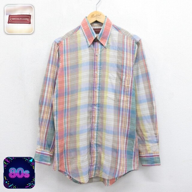 CHAPS RALPH LAUREN 長袖 ブランド シャツ 80s ボタンダウン ピンク チェック メンズM相当 | 古着