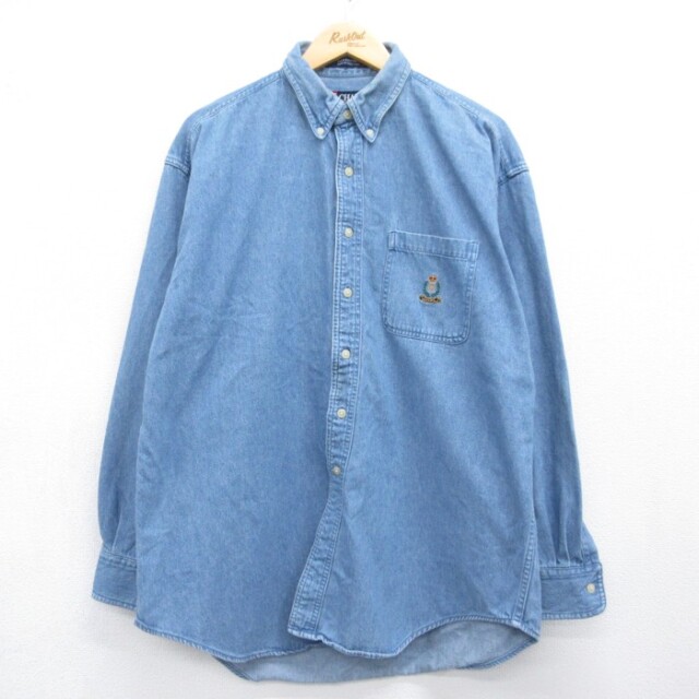 ラルフローレン 90s 長袖シャツ ワンポケット ネイビー XL | 古着 26aug26