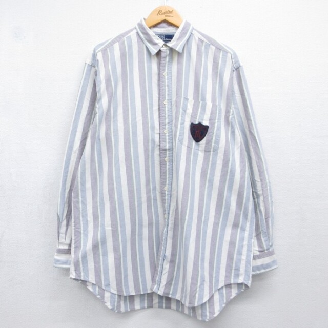 ラルフローレン 90s 長袖シャツ ブルーストライプ XL | 古着 26aug26