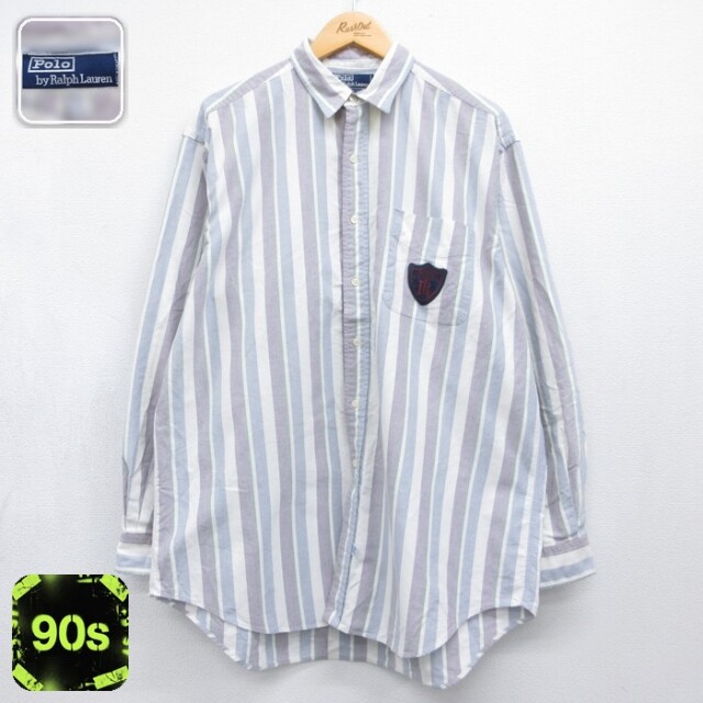 ラルフローレン 90s 長袖シャツ ブルーストライプ XL | 古着 26aug26