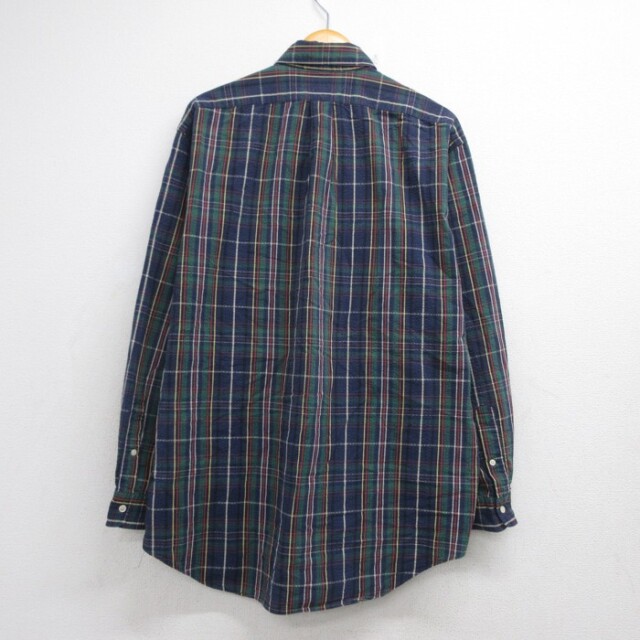 ラルフローレン 90s リネン シャツ 長袖 XL 青 チェック 古着通販 XL☆古着 ラルフローレン Ralph Lauren 長袖 ブランド シャツ