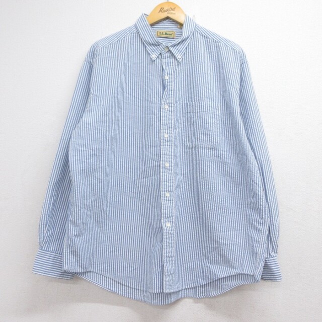 エルエルビーン 80s 長袖シャツ ブルーストライプ XL | 古着 26aug26