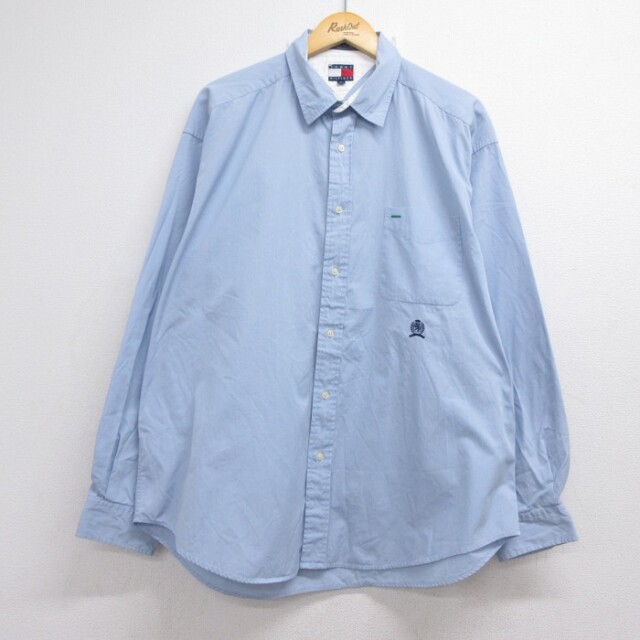 トミーヒルフィガー 90s 長袖シャツ ライトブルーチェック XL | 古着 26aug26