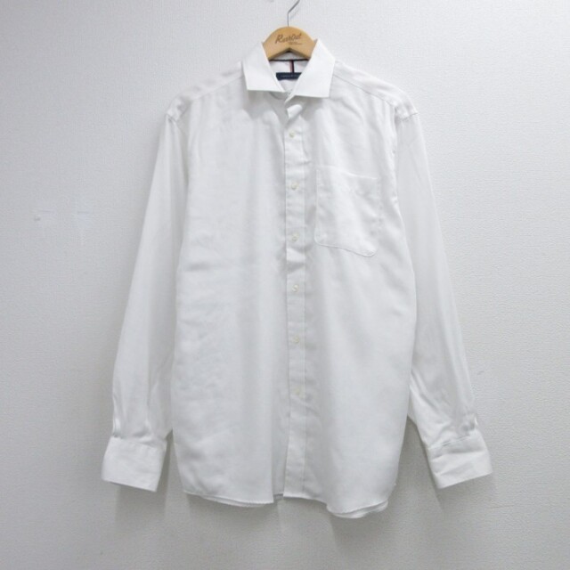 トミーヒルフィガー 長袖シャツ NON IRON ヘリンボーン ホワイト メンズL相当 | 古着