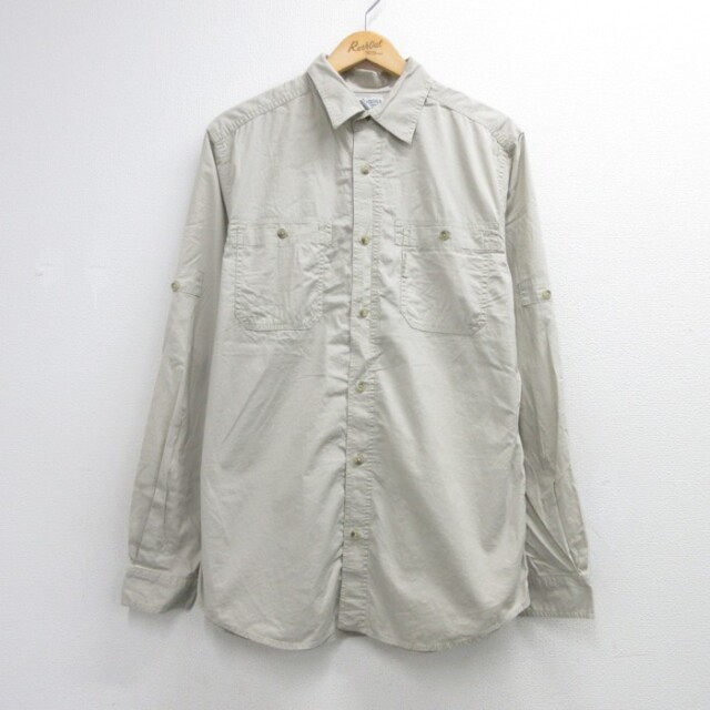 コロンビア 00s 長袖シャツ フラップポケット ベージュ メンズM相当 | 古着