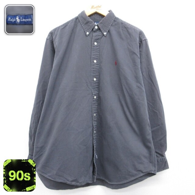 古着通販 XL☆古着 ラルフローレン 長袖 ブランド シャツ メンズ 90