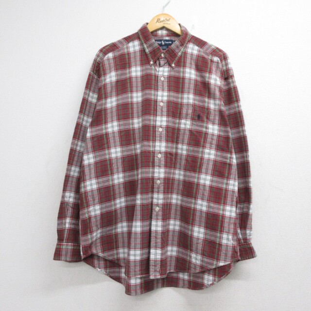 ラルフローレン 90s 長袖シャツ BIG SHIRTチェック レッド メンズXL相当 | 古着