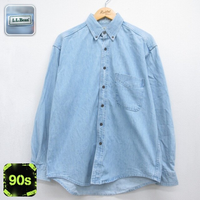 エルエルビーン 90s 長袖シャツ ネイビー メンズL相当 | 古着
