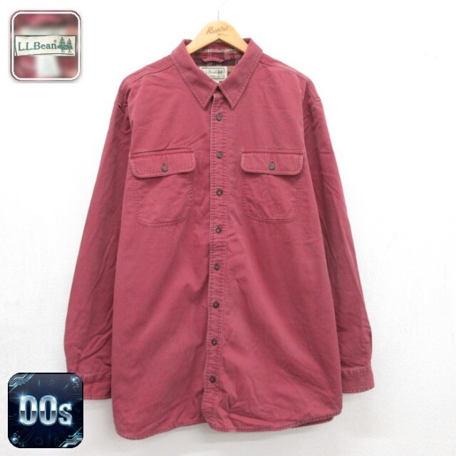L.L.Bean 00s 長袖シャツ フラップポケット レッド メンズXL相当 | 古着