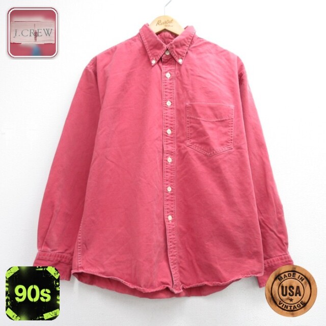 J.CREW 90s 長袖シャツ レッド メンズXL相当 | 古着