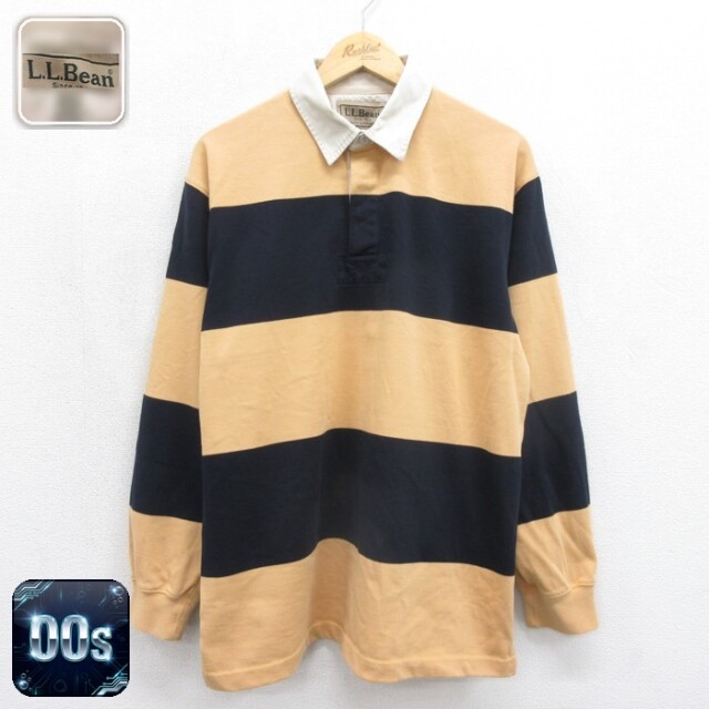 エルエルビーン 00s 長袖ラガーシャツ ボーダー イエロー メンズL相当 | 古着