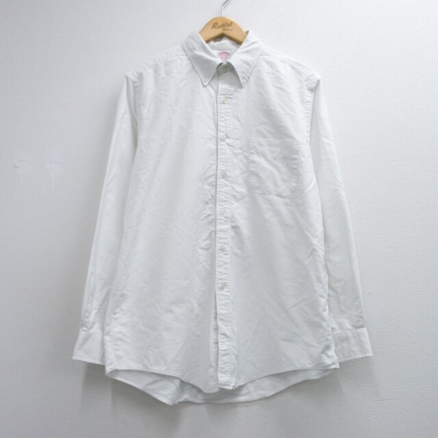 XL★古着 Brooks Brothers ブルックスブラザーズ 長袖 ブランド シャツ メンズ 90年代 90s 大きいサイズ コットン ボタンダウン USA製 ホワイト【spe】 26sep08