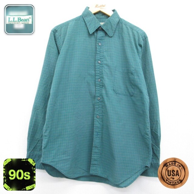 エルエルビーン 90s 長袖シャツ チェック グリーン メンズXL相当 | 古着