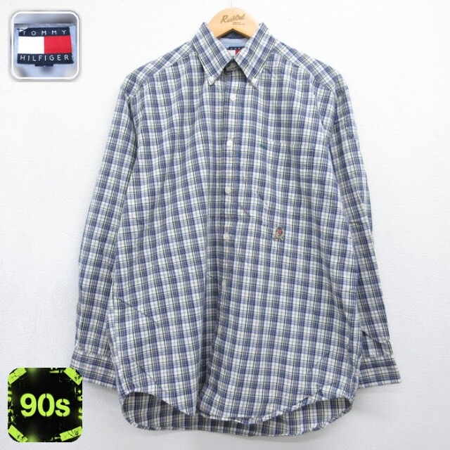 トミーヒルフィガー 90s 長袖シャツ ブルーチェック メンズL相当 | 古着