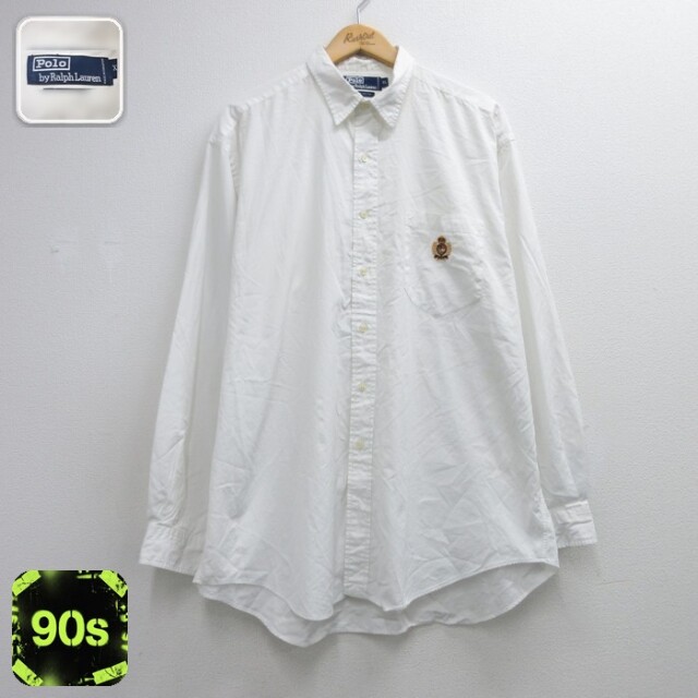ラルフローレン 90s 長袖シャツ ホワイト メンズXL相当 | 古着