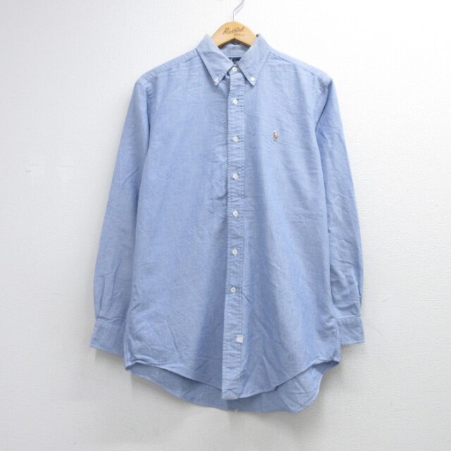 90s 香港製 POLO SPORT ポロスポーツ 水色ボタンダウンシャツ 古着通販 L☆古着 ラルフローレン Ralph Lauren 長袖 ブランド シャツ