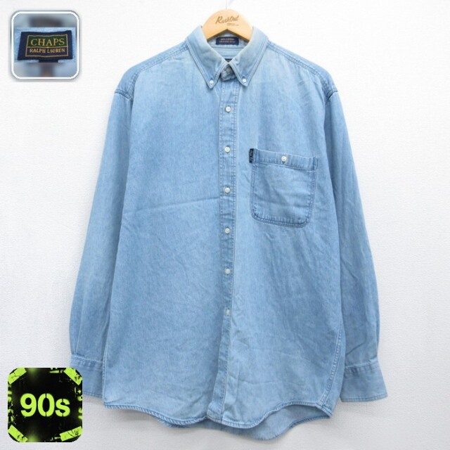 ラルフローレン 90s 長袖シャツ ネイビー メンズXL相当 | 古着