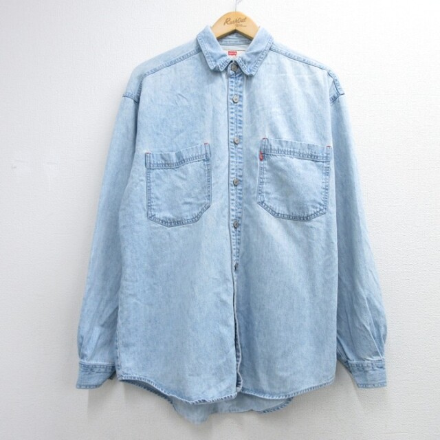 XL★古着 Levi's リーバイス 長袖 ブランド シャツ メンズ 00年代 00s コットン ライトブルー デニム【spe】 26oct05