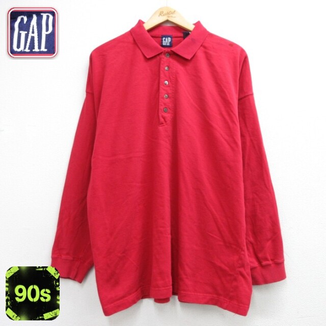ギャップ 90s 長袖ポロシャツ レッド メンズXL相当 | 古着