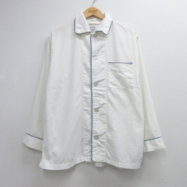 L★古着 Brooks Brothers ブルックスブラザーズ 長袖 ブランド シャツ メンズ 80年代 80s パジャマ コットン ホワイト【spe】 26oct06