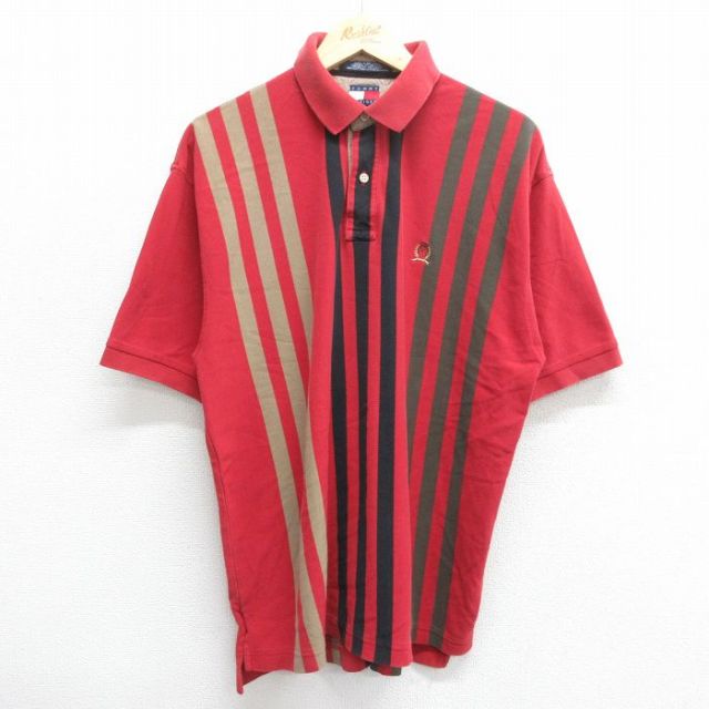 トミーヒルフィガー 90s 半袖ポロシャツ ワンポイントロゴ レッド L | 古着