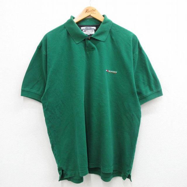 【50%OFF】トミーヒルフィガー 半袖ポロシャツ ワンポイントロゴ グリーン XL | 古着