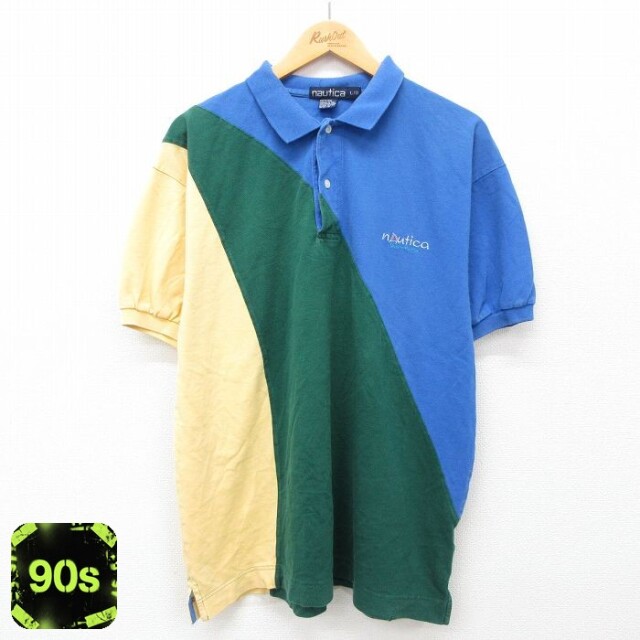 【50%OFF】ノーティカ 90s 半袖ポロシャツ ワンポイントロゴ ブルー XL | 古着