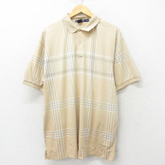 【50%OFF】ノーティカ 90s 半袖ポロシャツ ワンポイントロゴ カーキチェック XL | 古着