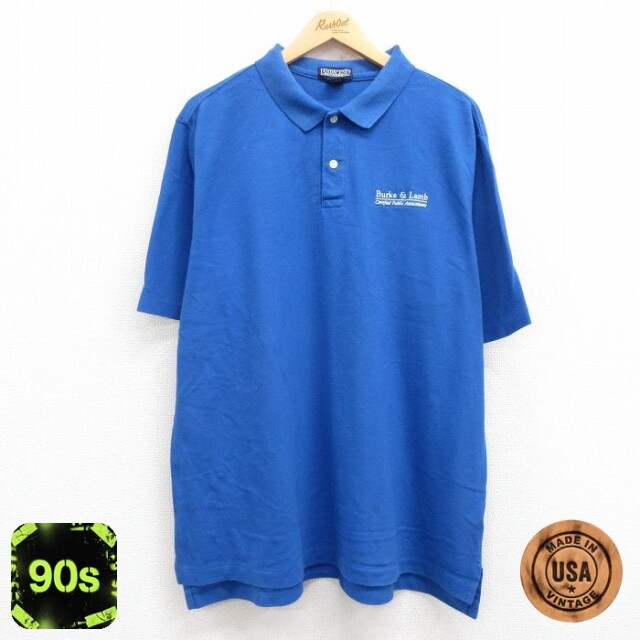 【50%OFF】ランズエンド 90s 半袖ポロシャツ Burke & Lamb ブルー XL | 古着
