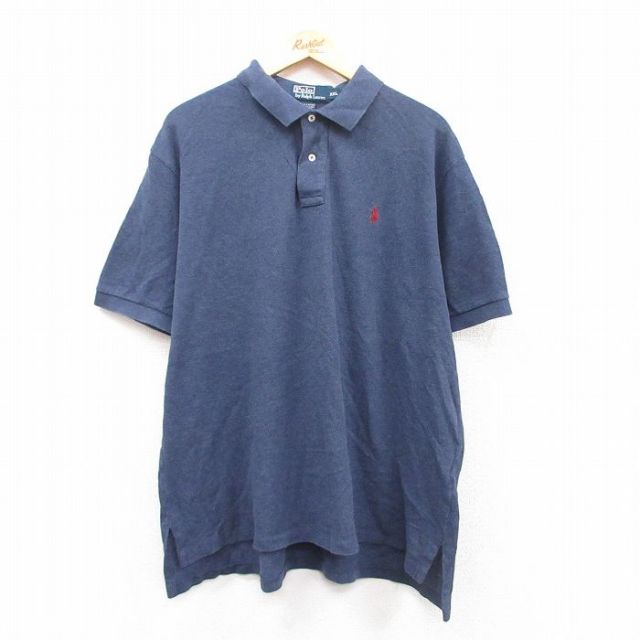 【50%OFF】XL★古着 ラルフローレン Ralph Lauren 半袖 ブランド ポロ シャツ メンズ 90年代 90s ワンポイントロゴ 大きいサイズ コットン 紺系 ネイビー 25apr24 中古 トップス