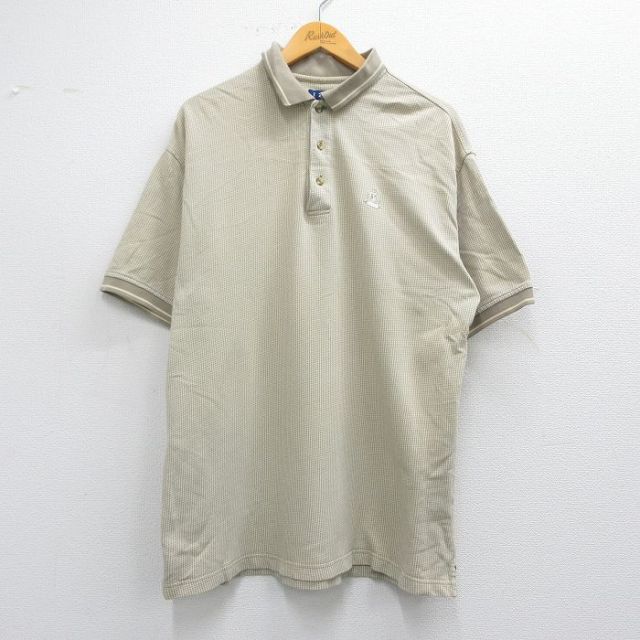XL★古着 IZOD 半袖 ブランド ポロ シャツ メンズ 大きいサイズ コットン ベージュ系他 カーキ 25apr26 中古 トップス